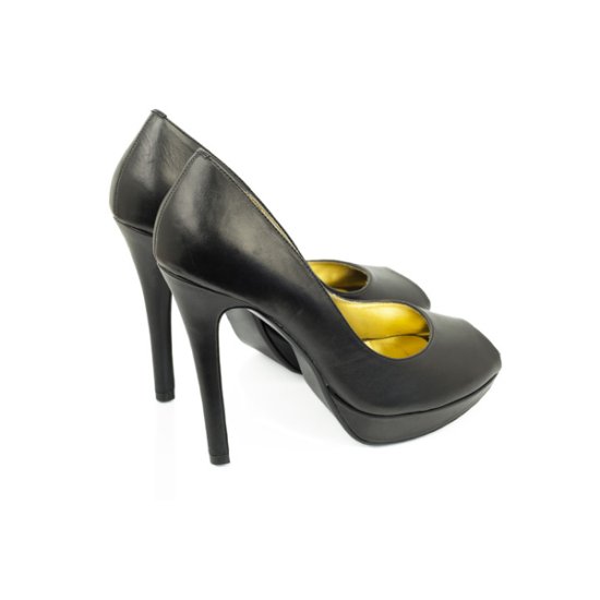 Black Stilettos With Gold Lining